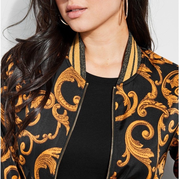 NEW GUESS Rae Printed Bomber Jacket SZ S - Picture 2 of 7